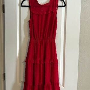 Monteau Vibrant Red Ruffle Dress
